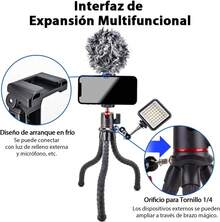 Trípo Cámara, Trípode Flexible con 2 En 1 Soporte Oculto para Teléfono, 360 ° de Cabeza de Bola, Tornillo de 1/4 Pulgada, 2 Zapatas Frías, Compatible con Cámara,,/Android - 1 - Ver 6