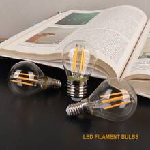 LIGHT HOUSE 2-6 件透明玻璃 G45 复古装饰 LED 灯泡,220V-240V,4W-6W,2700K 暖白光,仿古 LED 灯丝灯,育儿室浸入式 LED 灯,魔杖灯,甲板灯,万圣节浸入式 LED 灯,小球形灯泡,4.5 厘米 X 6.79 厘米,E14/E27 底座可选(不可调光),适用于家用 LED 灯泡 - 黃色 - 查看 11