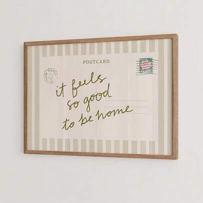 1 Peça Cartão Postal com Citação "It Feels So Good To Be Home" em Tela com Moldura/Sem Moldura, Arte de Parede de Viagem Verde Aconchegante, Impressão Minimalista Estética de Decoração de Dopamina para Apartamento, Sala de Estar, Quarto, Decoração Moderna para Casa