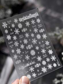 1 Stück weiße Spitze Schneeflocke Winter Liebe Chic Schnee Kristall 5D Nail Art Sticker romantische gefrostete Maniküre Abziehbilder für Frauen zarte Eleganz Nagel Sticker für lange kurze Nägel selbstklebende Dekoration