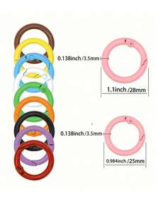 Gói 10 Carabiner lò xo chữ O bằng hợp kim kẽm - Kẹp móc chìa khóa tròn màu trắng cho phụ kiện DIY, túi xách và vòng cổ cho chó - Nhiều màu - Xem 5
