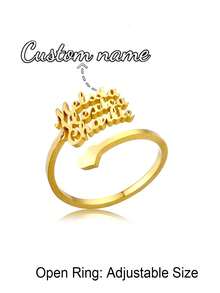 Anillo con nombre personalizado, joyería personalizada, anillo ajustable de acero inoxidable dorado/plateado, regalo de pareja - Anillo de oro 1 - Ver 7