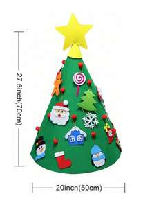 1 套全新 DIY 3D 圣诞树（带灯）无纺布挂饰、毛毡圣诞装饰品、圣诞场景装饰、环境装饰树、圣诞节和新年儿童玩具（适合男孩和女孩）