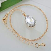 Navachi 18k Gold Plated Water Drop Pear-Shaped  Pendant Necklace 16inch+2inch{Inchcolor_nameinch:InchWhiteinch} - White - 查看 4