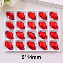 Glass Crystal, Red Color, Shapes, 20Pcs/1pack, Shiny Handmade Sewing Crystal Hand Sewn Rhinestone Decoration Beads Flat Back With Holes Gems DIY Accessories Sew On Stones Strass For Decorating Clothes, Dress, Bags, Shoes, Brooches, Earrings, Handicrafts - Multicolor - View 12
