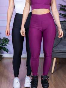 Women Sports Leggings - 紫色 - 查看 1
