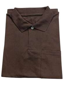 Basic Pique Polo Shirt With Pocket - Coffee Brown - View 1