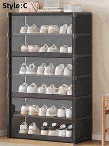 1pc Covered Dust-Proof Shoe Rack, Storage Shelf, Space-Saving, Sturdy & Fashionable, Easy To Assemble & Disassemble, Portable, Suitable For Living Room, Bedroom, Entryway, Office, Home, Multi-Layer Storage, Holiday Gift, Christmas Gift, Children's Gift