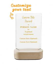 [2D Acrylic Award Plaque] - 8 Styles Available, Customizable Text, Name And Photo - With Wooden Base, Suitable For Employee Recognition, Retirement And Other Occasions - Customized Award For Employees, Colleagues And Friends - Multicolor - View 15