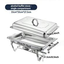 6pcs Self-Help Buffet Stove Set, Stainless Steel Food Heating Kit, Includes 1 Lid, Food Plate, Water Plate, 2 Alcohol Fuel Stoves, 1 Rack, Suitable For Restaurant, Catering, Party, Outdoor BBQ, Foldable,Kitchen,Christmas Gift