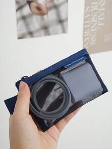 4pcs Large Capacity Nylon Mesh Zipper Pouch, Portable Waterproof Cosmetic Bag Wine Red Bag, Multifunctional Makeup Bag, Stationery Bag, Cable Organizer, Coin Purse Makeup Travel Toiletry Organizer Make Up Bag Makeup Pouch Toiletry Bag Wash Bag Travel Essential Cruise Essentials Vacation Essentials For Men Women - Multicolor - View 9