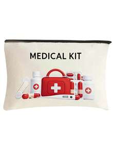 Portable Medicine Bag, Medicine Box Set "Medicial Kit" Letter Print, Compact Pill Storage Bag And First Kit, Travel-Friendly Medicine Storage For Daily/Outdoor/Travel, Essential Medical Accessories For Health-Conscious And On-The-Go Users, Multi-Functional Fabric Small Medicine Bag, Portable And Portable Medical Emergency Kit