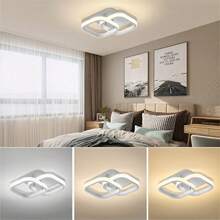 1个方形LED吸顶灯，冷白光/自然光/暖白光超亮吸顶灯，嵌入式LED吸顶照明灯具，适用于厨房、浴室、走廊、客厅 - 三色光 - 查看 4