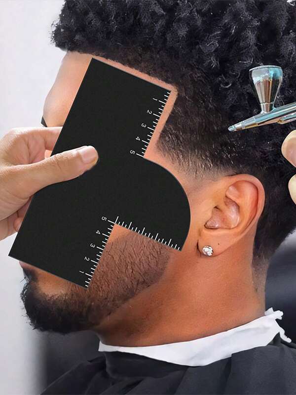 Enhancement Card For Barbers With Measurement Indicators, Reusable Hairline Shaping Tool, Color Spray Edge Line Up Tool, Barber Accessories For Precise Hairline & Beard Styling - Black