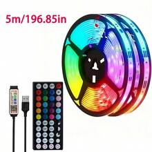 Two Control Modes: 44-Key Remote Control And Phone APP Control, Smart App Control Music Synchronization Color Changing RGB LED Light Strip With Remote Control, LED Lights For Bedroom Room Home Decoration Party Festival, Room Decoration Supplies, Home Decoration Items, Bedroom Decoration,Smart LED Strip With 44-Key Remote - Colorful - View 19