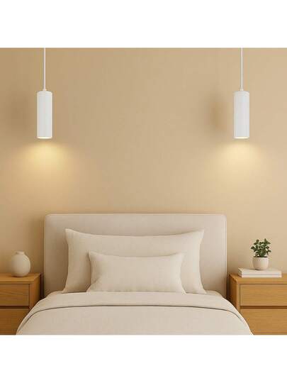 Alpinaluz Pack Of Moderne Minimalist Wit Aluminum Ceiling Hang Lamps In The Shape 20cm Tube GU10 Lamp Holder, Adjustable Height view 6