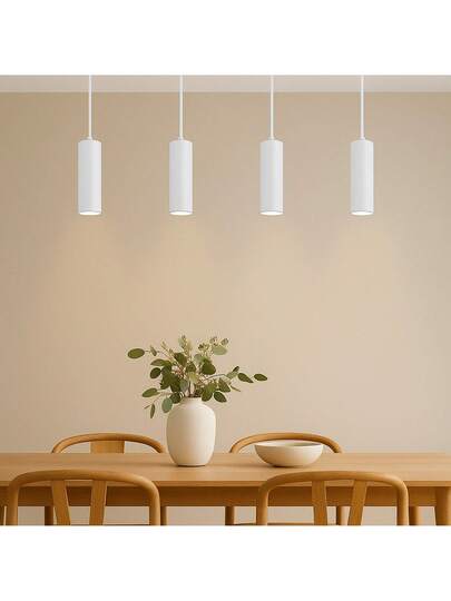 Alpinaluz Pack Of Moderne Minimalist Wit Aluminum Ceiling Hang Lamps In The Shape 20cm Tube GU10 Lamp Holder, Adjustable Height view 5