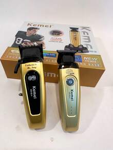 Kemei 两件套电动理发器+修剪器套装，KM-90-4 和 KM-90-5 电动理发器，男士圣诞节和新年礼物，沙龙理发+修剪套装，0mm 精密理发器，胡须修剪器 KM-90-5 - 金色 - 查看 8