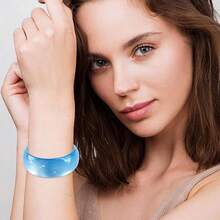 FUNOJOY Acrylic Resin Bangle Bracelets For Women 1-3Pcs Simple Oval Polished-Finish Chunky Bangle Bracelet Wide Wristbands Fashion Jewelry Bracelet For Women{Inchcolor_nameinch:InchA-Royalblueinch} - A-皇家藍 - 查看 7