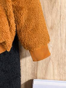 2pcs Baby Boys Warm Casual Comfortable Autumn/Winter Outfit, Letter Embroidery Fleece Hoodie + Pants Set, Suitable For Daily Outdoor Wear