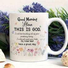 1 Pack 11 Oz Christian Inspirational Bible Verse Coffee Mug With Good Morning Quote And Floral Design - Macaron Color, Spirit-Boosting Religious Suitable Activities, Daily Use, Home And Office - Durable Faith-Themed Cup Suitable Hot And Cold Drinks (Home Use) - Black - View 3