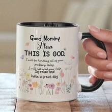 1 Pack 11 Oz Christian Inspirational Bible Verse Coffee Mug With Good Morning Quote And Floral Design - Macaron Color, Spirit-Boosting Religious Suitable Activities, Daily Use, Home And Office - Durable Faith-Themed Cup Suitable Hot And Cold Drinks (Home Use) - Black - View 8