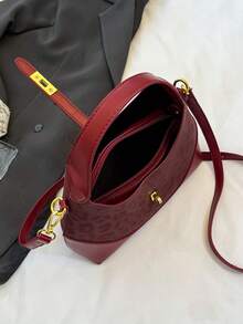 Túi xách & Túi đeo vai nữ, Thời trang thanh lịch tối giản, giản dị, Túi yên ngựa cổ điển, Họa tiết da báo màu đỏ tía - Màu Đỏ Sâu - Xem 10