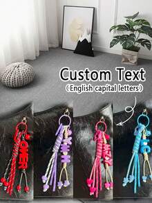 1pc Floral Design Custom Bag Charm, Acrylic Colorful Letter Keychain, Handmade Rope Sunflower Bag Pendant, Heart Keychain, Decorative Pendant, Christmas/Halloween/Easter/Mother's Day Personalized Gift,Apparel Accessories,Chic Autumn,Boyfriend,Girlfriend,Family,Friends