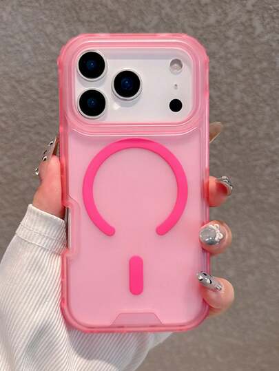 1个可爱渐变色磁吸无线充电手机壳，柔软硅胶后盖，糖果色，兼容 17 Air 16 15 14 13 12 11 Pro Max Plus