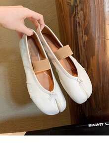 New Tren.Dy Open-Toe Soft-Sole Split-Toe Shoes For Women Flat Pig Trotter Split-Toe Single Shoes Mules (Silver/White/Black Size 35-40) - 白色 - 查看 2