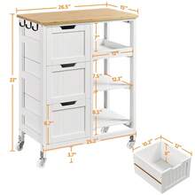 Butterslay 1PC 3-Tier Rolling Kitchen Cart With Drawers, Shelves, And Hooks For Dining Room - White - View 8