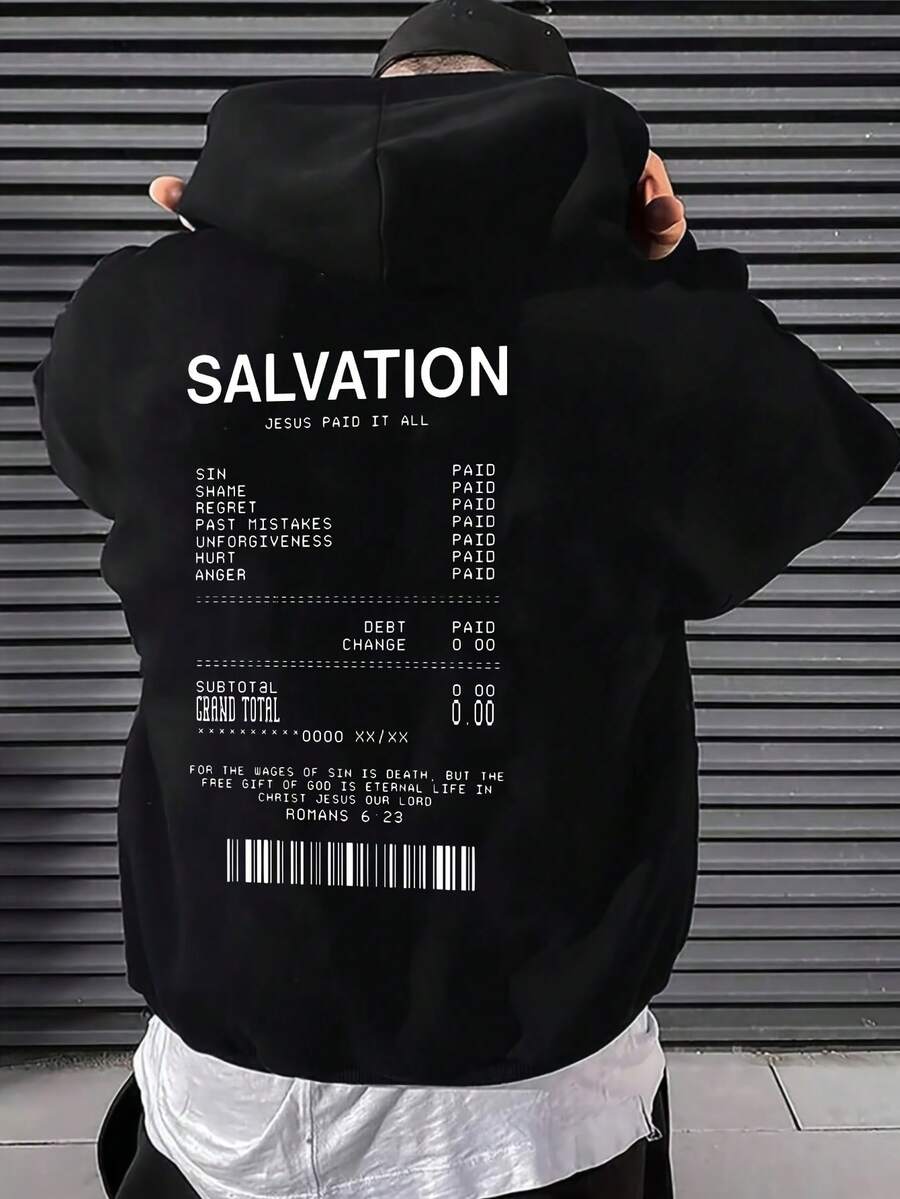 christmas Día de Todos los Santos Sudadera con capucha de otoño e invierno para hombre con un patrón de impresión de texto de bolsillo cómodo y agradable para la piel, adecuada para el hogar al aire libre, etc. - Negro - Ver 1