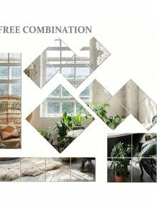 12pcs/8pcs/6pcs/4pcs/2pcs HD Self Adhesive Acrylic Mirror Sheets, Frameless Flexible Non Glass Mirror Tiles, Mirror Stickers For Home Wall Decor, Suitable For Gym Living Room Bedroom Office - Color - View 4