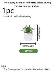Bộ 1/6 cây xương rồng mini nhân tạo, thích hợp trang trí nhà cửa, phòng khách, bàn, bệ cửa sổ, bàn làm việc, quà tặng Ngày của Mẹ, tiệc cưới. - Bột xanh - Xem 14