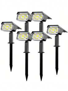 1/2/4/6个太阳能聚光灯，太阳能草坪灯，户外太阳能泛光灯，IP65防水，3种照明模式，38颗LED自动开关灯。适用于庭院、别墅、露台、凉亭、花园、草坪、阳台、走道、车道、小径及其他需要照明的区域。户外太阳能圣诞装饰灯，圣诞灯，仙女灯。