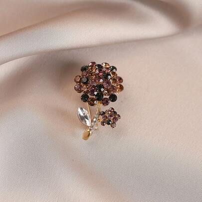 1pc Shiny Casual Zinc Alloy Flower Brooch For Women, Suitable For Daily Wear In Spring, Summer, Autumn And Winter