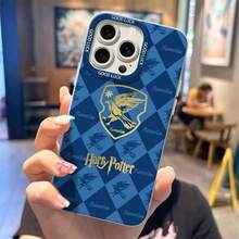 Warner Bros 1pc Harry Potter Wizarding School Series Phone Case, Classic Argyle Pattern + Gold-Plated Emblem, 4 Camera Cutouts, Wear-Resistant & Anti-Drop, Illuminates Daily Use & Collecting Fun