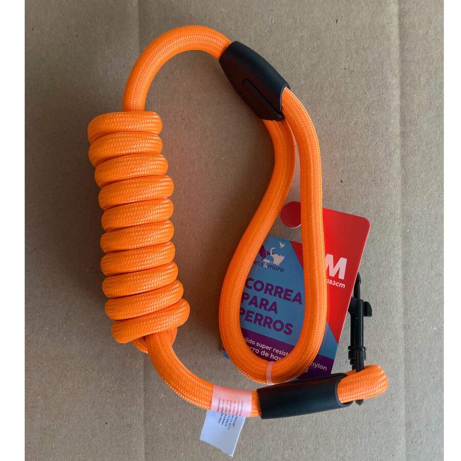 BELIME Correa de Nylon para Perros, 1.2 cm x 183 cm, Resistente hasta 30 kg - anaranjado - Ver 1