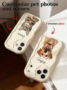 1pc Customized Cute Pet Photo & Name Phone Case, Transparent Anti-Drop Full Coverage Compatible With Samsung A13/A21s, Compatible With IPhone XR/11/14 - Apricot - View 4