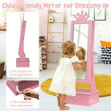 Clóset de Joyería Infantil Rosa con Espejo de Cuerpo Completo, Gabinete Joyero No Empotrado con Cajones, Tocador y Organizador de Accesorios, 117 cm – Regalo de Cumpleaños o Navidad para Niñas - Rosa - Ver 5