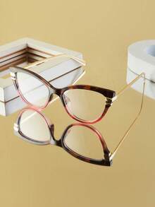 1pc Women's Fashion Non-Prescription Glasses, New Cat Eye Metal Frame, Versatile Personalized Stylish, Suitable For Street Photography, Holidays, Daily, Home, Commute, Online, Office, Computer, Reading