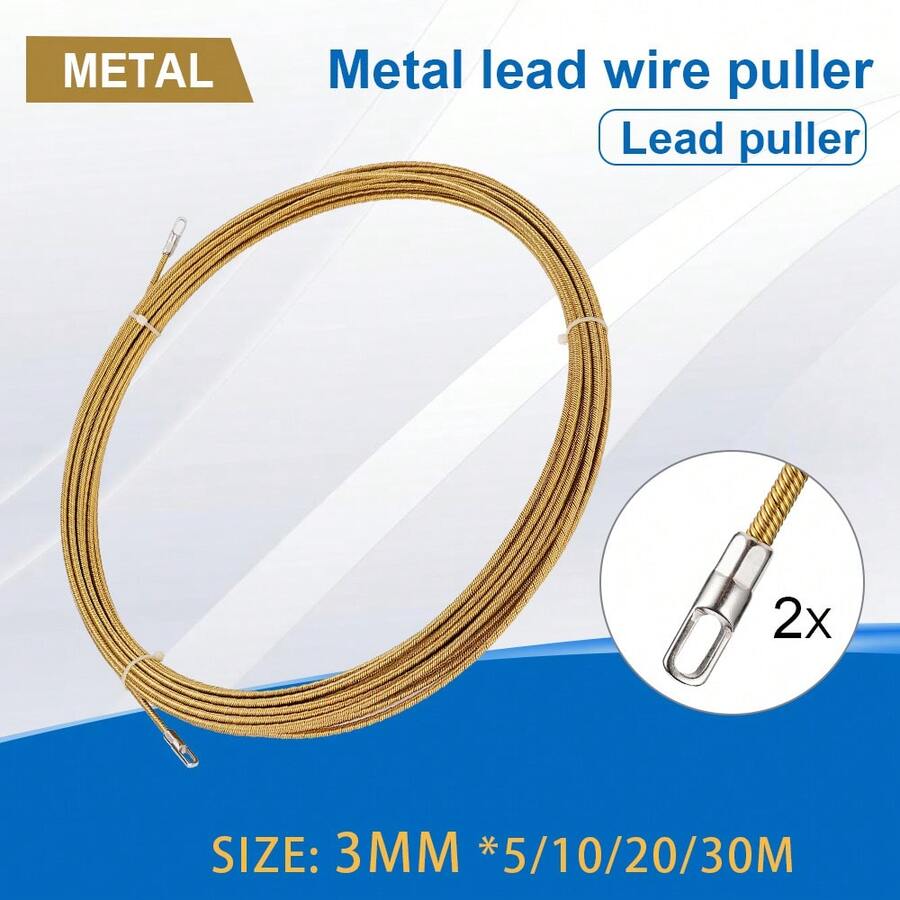 3mm 20M Cable Puller Fish Tape Reel Puller Fiberglass Metal Wall Wire Conduit For Telecom Electrical Wall Wire Conduit Tool
