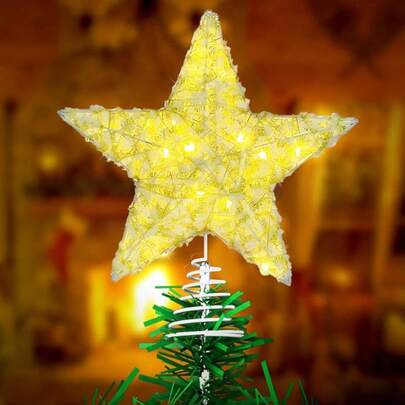 Tree Topper 20 LED Lights Two Modes:Steady Or Flashing Tree Topper Decorations With Battery Operated 3-9 Feet Tree