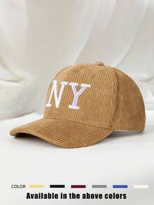 Boné de beisebol ajustável de veludo cotelê com bordado LA frontal e lateral, 1 peça, adequado para viagens de primavera/outono, praia, uso casual, proteção solar, estilo Y2K para jovens - boné de baseball - Ver 10