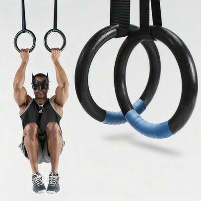 Gymnastic Rings 1200lbs Capacity With 16.4ft Adjustable Buckle Straps Pull Up Exercise Rings Non-Slip Rings For Home Gym Full Body Workout