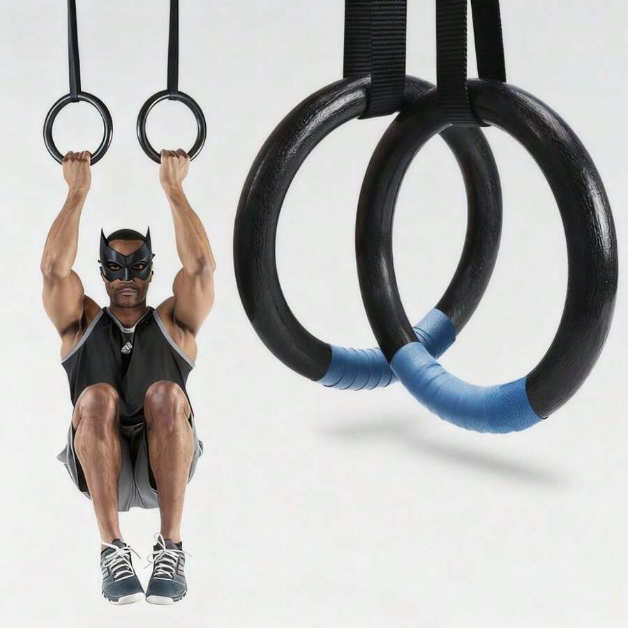 Gymnastic Rings 1200lbs Capacity With 16.4ft Adjustable Buckle Straps Pull Up Exercise Rings Non-Slip Rings For Home Gym Full Body Workout - Black - View 1