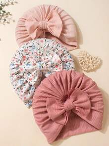3pcs Baby Bow Hats, Suitable For Daily Wear - Multicolor - View 4