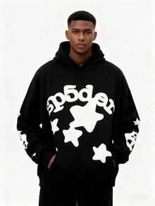 Y2K Black Essentials Hoodie Spider Web Fashion Printed Star Hoodie Hip Hop Aesthetic Graphic Hoodies Gothic Emo Junk Punk Hoodie - màu đen - Xem 3