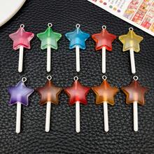 10Pcs Lollipop Star Jewelry Making Charms Resin Lollipop Pendant Charms Colorful Lollipop Charm Beads Candy Keychain Pendant Charms Large Pastel Candy Beads Necklace Jewelry DIY Making Craft - Multicolor - View 12
