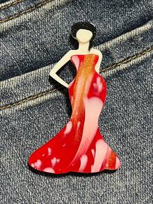 1pc Creative Acrylic Cartoon Girl Brooch, Fashionable & Elegant Women's Brooch, Best Birthday Gift For Friends